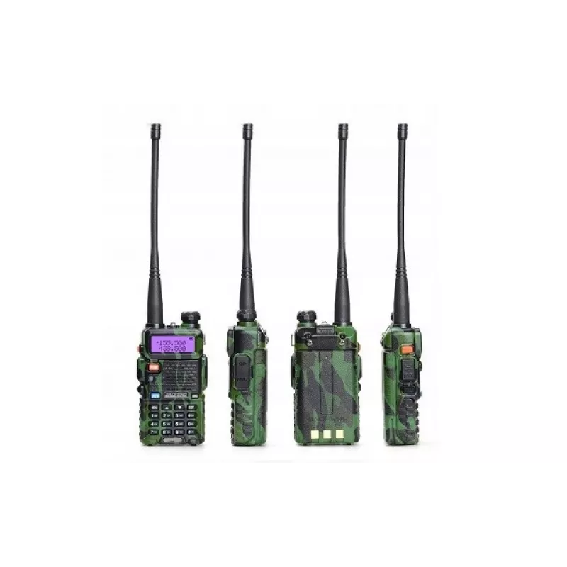 Nešiojama racija Baofeng UV-5R 5W HT kamufliažinė – dviejų juostų FM, 5W, 1800 mAh baterija