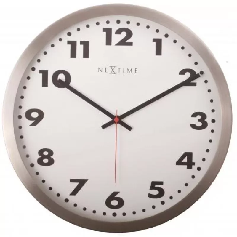 NeXtime sieninis laikrodis 2519 arabiški skaitmenys, Ø25 cm, baltas