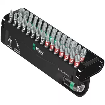 Wera Tools 05057430001 - Šešiabriaunių, Phillips, Pozidriv, Torx antgalių rinkinys - 1 x 1/4x50, 2 x PH 1x25, 5 x PH 2x25, 2 x PH 3x25, 2 x PZ 1x25, 6 x PZ 2x25, 2 x PZ 3x25, 1 x TX 10x25 - 25,4 / 4 mm (1 / 10,20cm (4)) - Šešiabriaunis (05057430001)