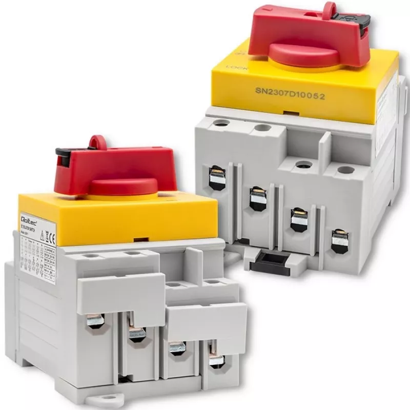 Qoltec 52611 Nuolatinės srovės izoliatorius su fiksavimo funkcija | Pagrindinis jungiklis | 1200V | 32A | 8kV | 4P