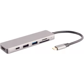 S/CONN 14-05027 Laikrodžio stotelė nešiojamam kompiuteriui, USB 3.2 Gen 1 Type-C, pilka
