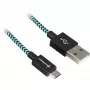 USB 2.0 laidas, USB-A kištukas > Micro-USB kištukas (juoda/šviesiai mėlyna, 1 metras, pintas)