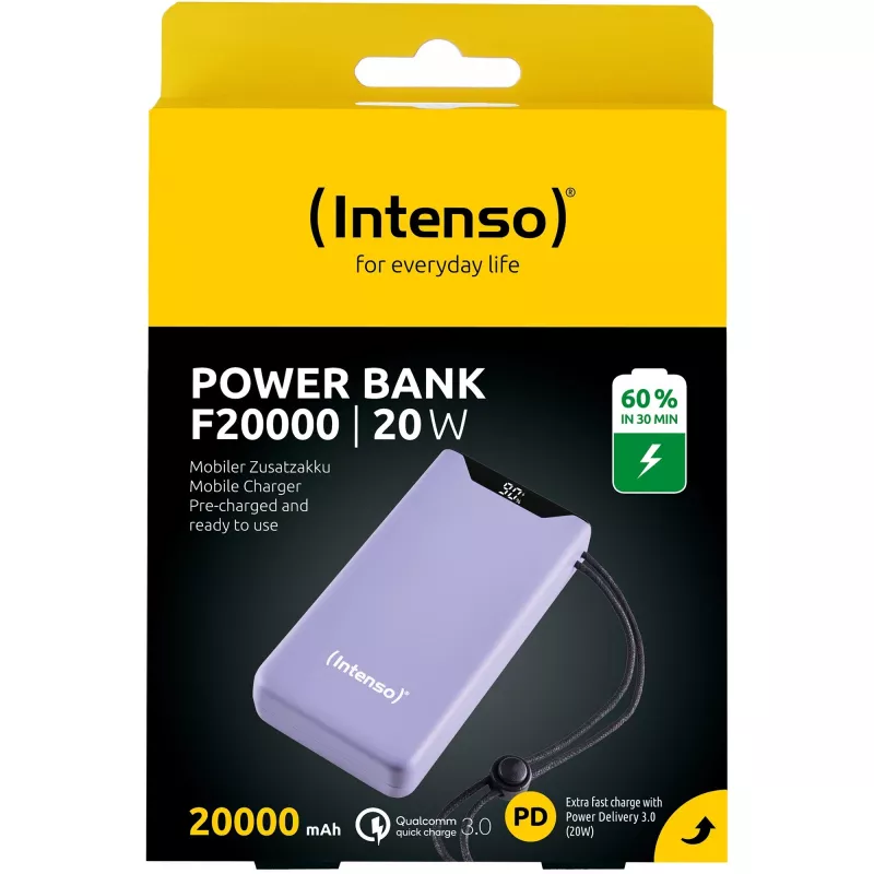 Intenso F20000 7332053 Power Bank 20000mAh su QC3.0, violetinė