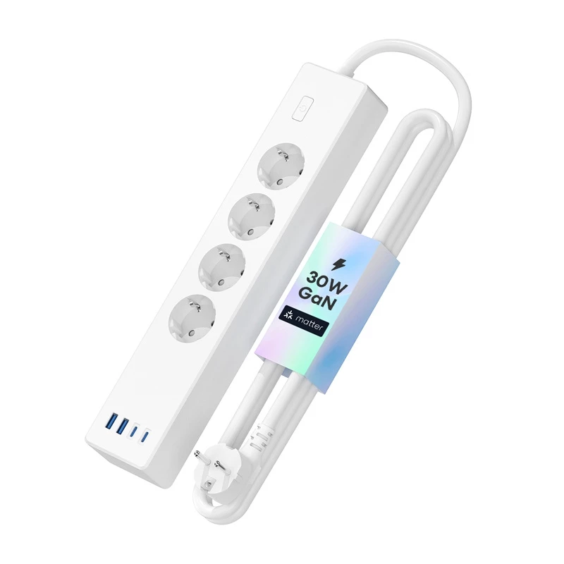 Maitinimo juosta Meross MSP844 — 4 kištukiniai lizdai, 2 USB‑A, 2 USB‑C