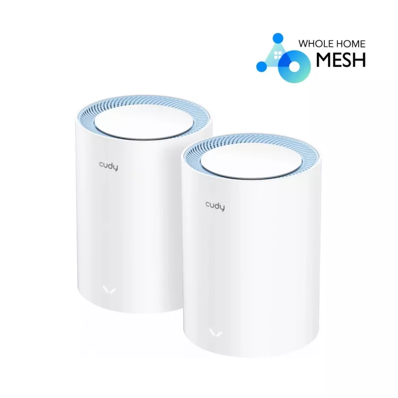 Cudy M1200 2 vnt. belaidžio ryšio tinklo sistema (AC1200, dviejų juostų Wi‑Fi 5, 300/867 Mbps, 1x LAN, iki 100 įrenginių)