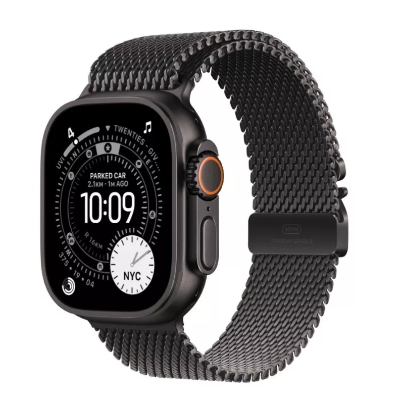 Išmanusis laikrodis Apple Watch Ultra 3 GPS + Cellular 49 mm juodas titano korpusas su juodos spalvos titano Milano apyranke (vidutinė)