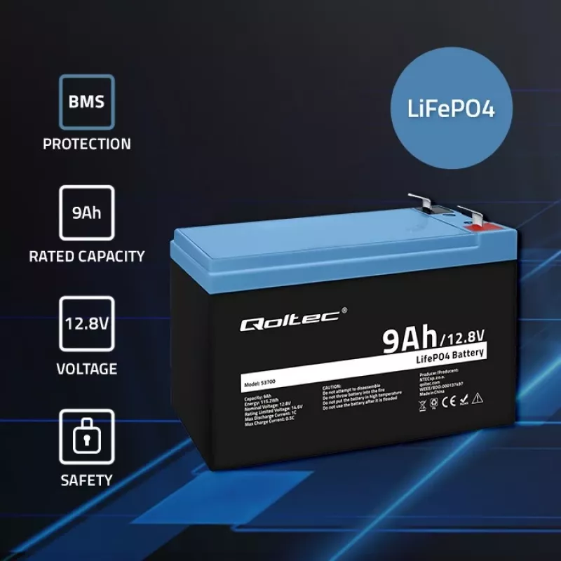 Baterija LiFePO4 12.8V 9Ah 115.2Wh