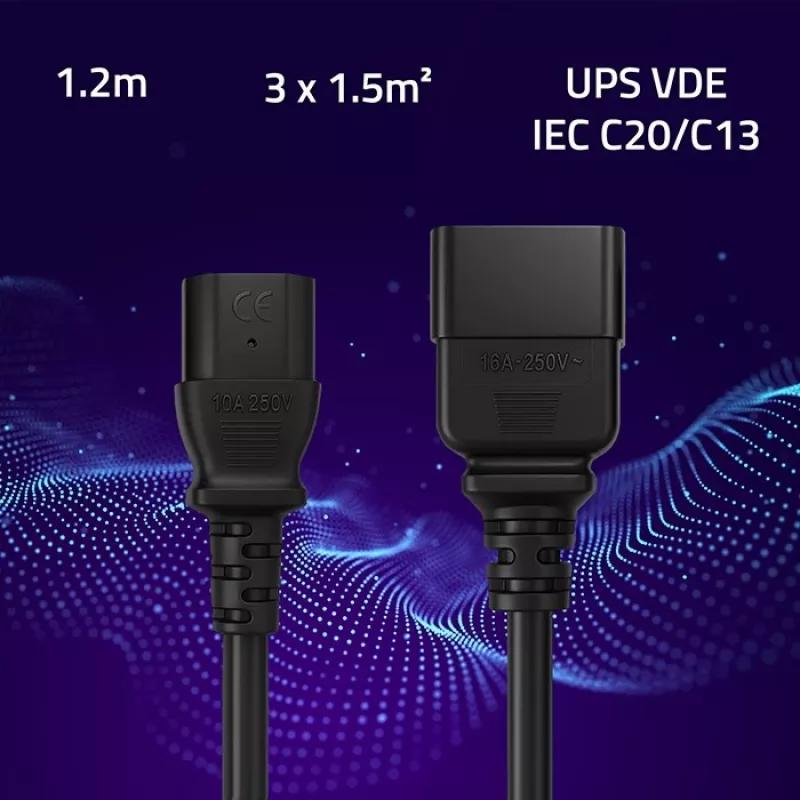 Maitinimo laidas Qoltec 53991 Juodas 1,2 m C20 C13 jungtis