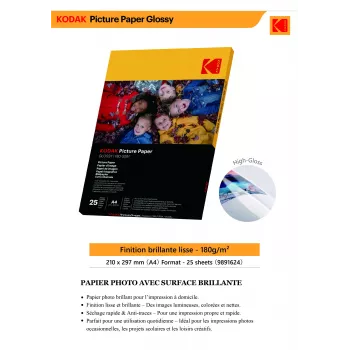 Kodak 180gsm 9.1 mil Glossy A4x25 blizgus fotopopierius