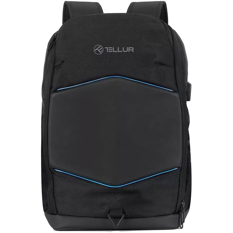 Kuprinė nešiojamam kompiuteriui Tellur TLL611282 su USB prievadu ir šviečiančia juosta, juoda