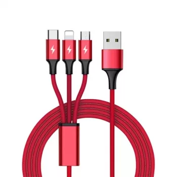 UNITEK C4049RD USB laidas 1,2 m USB A / USB C / Micro-USB B / Lightning raudonas
