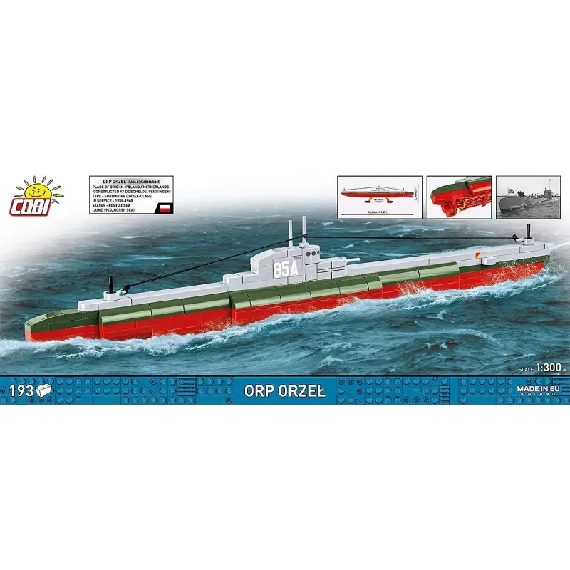 Konstruktorius Cobi ORP Orzeł 193 kaladėlių laivo modelis