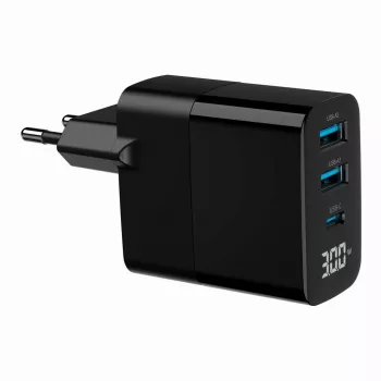 Gembird TA-UC-PDQC30LCD-BK-02 universalus greitasis kroviklis, juodas, 30 W, AC, vidaus naudojimui