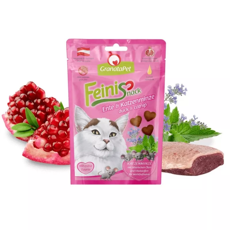 Fox4Pets GRANATAPET FeiniSnack Duck & catnip mėsingas kietas skanėstas katėms, 50 g, be cukraus, be glitimo