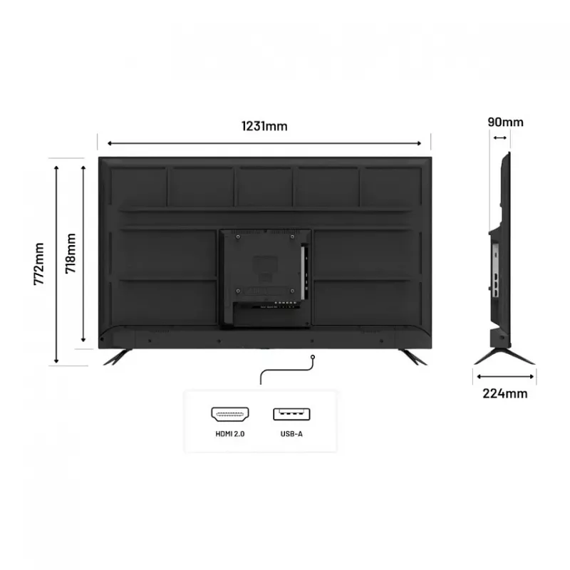 139,0 cm (55 inch) JAPANNEXT JN-IPS550UHD60F 4K Ultra HD IPS 60Hz HDMI USB WLAN Garsiakalbiai Juodas