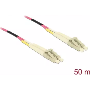 Tinklo laidas DELOCK LWL LC Duplex į LC Duplex daugiamodis OM4 50 m geltonas