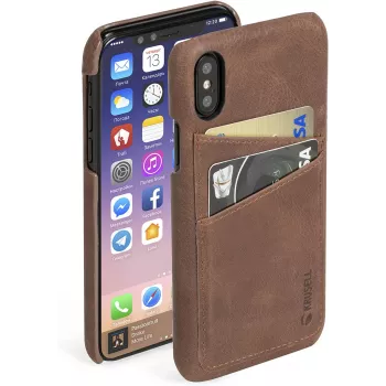 Dėklas Krusell Sunne 2 iPhone X, autentiška oda, ruda