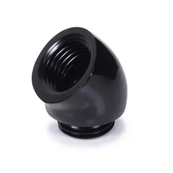 Alphacool 17590 vandens bloko adapteris 45° G1/4 inch moteriškas / vyriškas, matinė juoda, 20 mm × 21 mm × 21 mm