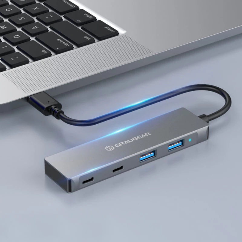 GRAUGEAR G-HUB2A2C-AC USB 3.2 Gen 1 sąsajos šakotuvas Type-A + Type-C 5000 Mbit/s sidabrinis