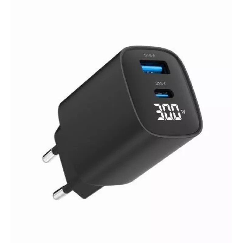 Gembird TA-UC-PDQC30LCD-BK-01 Įkroviklis mobiliesiems 30W greitas įkrovimas Juodas