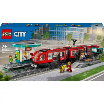 LEGO City Miesto tramvajus ir stotis – statybų rinkinys vaikams su žaisliniu tramvajumi, dovana berniukams ir mergaitėms nuo 7 metų, kurie mėgsta transporto priemones