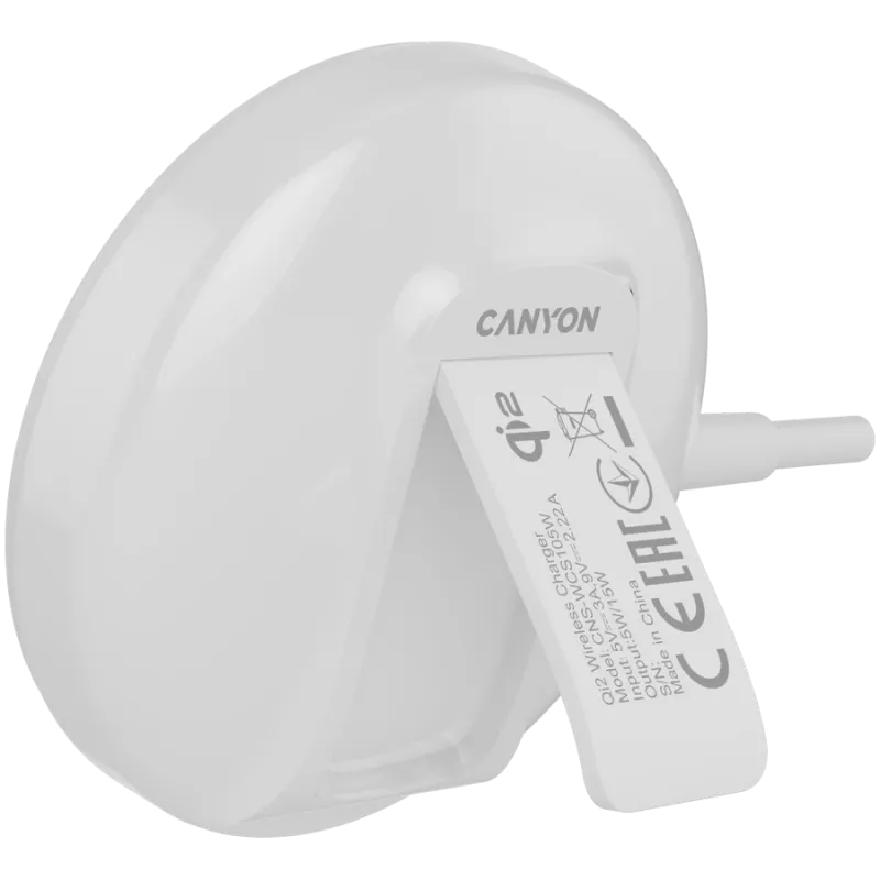 Belaidis įkroviklis CANYON WS-105 15W Qi2 baltas – 15W belaidis įkrovimas, Qi2 suderinamas
