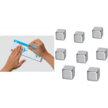 Neodimio magneto kubas sigel B3101 10×10×10 mm nikeliuotas – tvirtas laikymas užrašams ir demonstracijoms