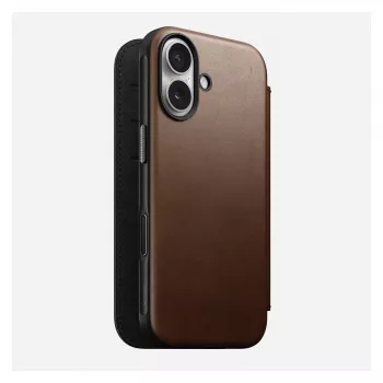 Nomad NM014209858 odinis dėklas su atvartu Apple iPhone 17, 16 cm (6,3 colio), rudas, 4 kortelių kišenės