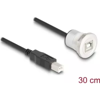 DeLOCK 88182 USB 2.0 laidas USB B 0,3 m juodas sidabrinis