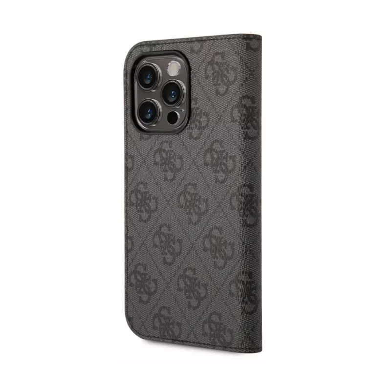 GUESS Book Case dėklas iPhone 14 Pro Max, guma/silikonas, juodas