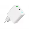Sieninis įkroviklis GEMBIRD, Universalus, 1× USB Type-C 20W, 1× USB-A 3.0 QC 18W, LED indikatorius, Baltas