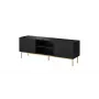 TV spintelė Cama PAFOS ant auksinio plieninio rėmo 150x40x60 cm matinė juoda