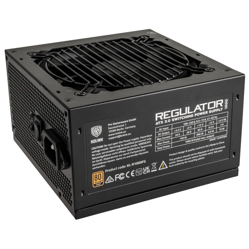 Kolink Regulator 80 PLUS Gold maitinimo blokas, ATX 3.0, PCIe 5.0, modulinis - 1000 W