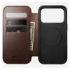 Mobiliojo telefono dėklas Nomad Modern Leather Folio, skirtas iPhone 17 Pro, oda/aliuminis, 16 cm (6,3 colio), rudas, 4 kortelių kišenės