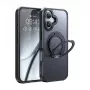 Apsauginis dėklas McDodo PC-4930 MagSafe, skirtas iPhone 16, su integruotu stoveliu, juodas