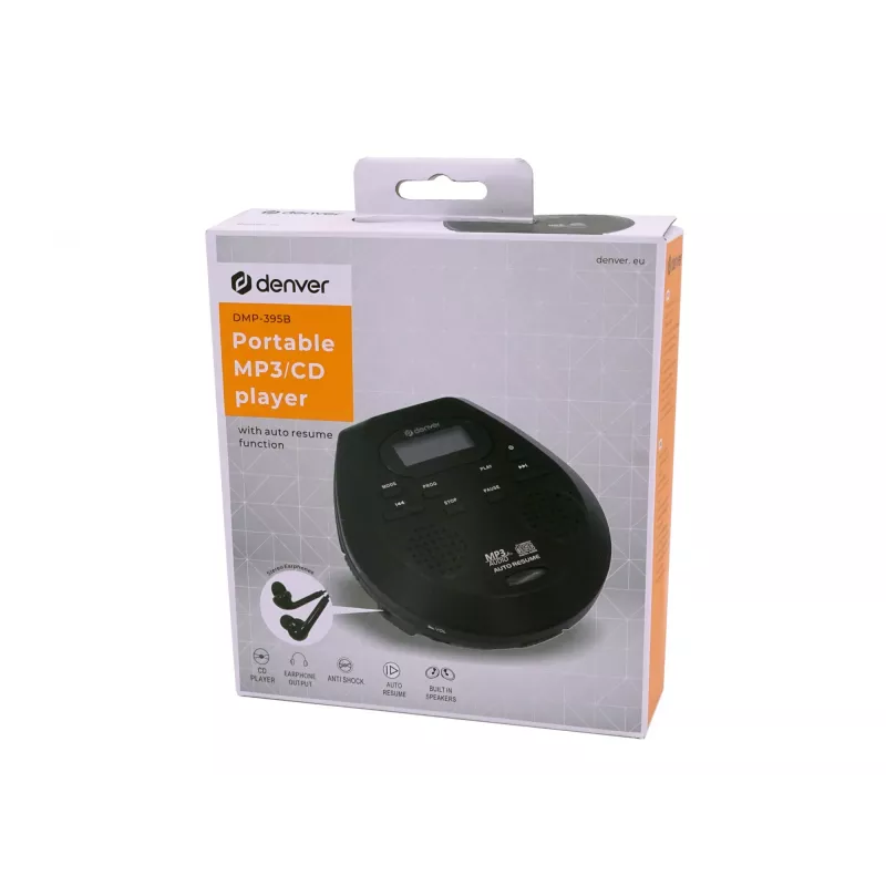 Nešiojamas CD grotuvas Denver DMP-395B Juodas MP3 atkūrimas LCD ekranas