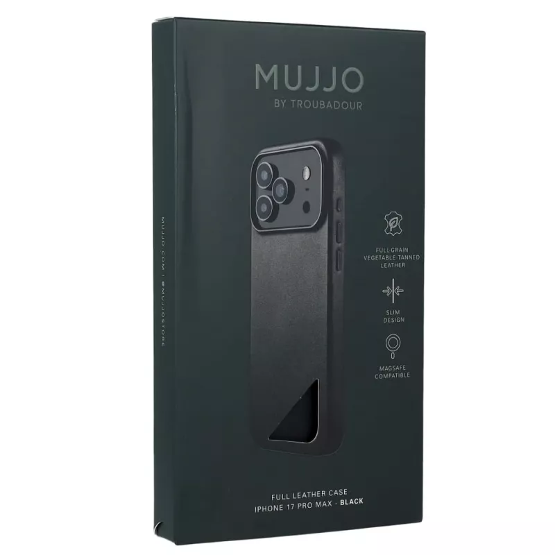 Mujjo pilnos odos dėklas, skirtas iPhone 17 Pro Max, juodas