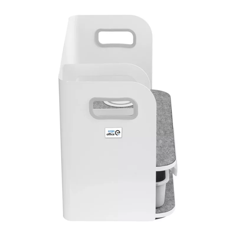 Stalinių daiktų organizatorius su stalčiumi ir belaidžiu įkrovikliu Ergo Office, baltas, max. 10 kg, ER-441