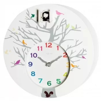 NeXtime klok 2998wi Cuckoo Round sieninis laikrodis, 30x10 cm, baltas