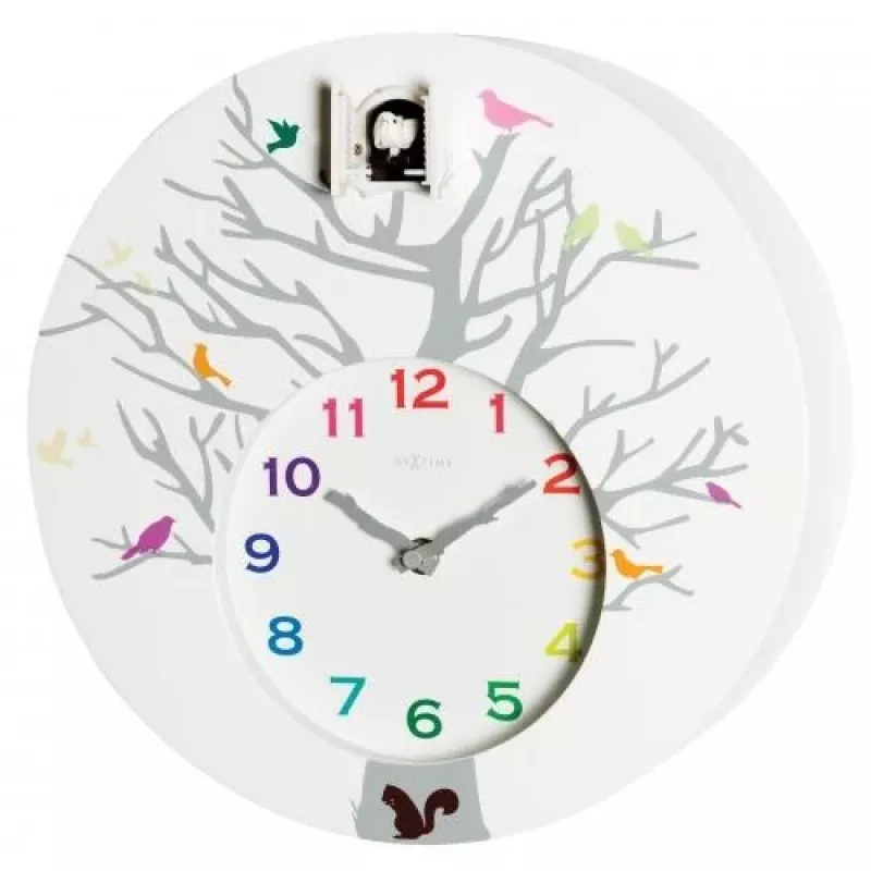 NeXtime klok 2998wi Cuckoo Round sieninis laikrodis, 30x10 cm, baltas