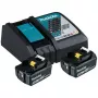 Makita DC18RC – Akumuliatoriaus įkroviklis + 2 akumuliatoriai – Li-Ion – 5 Ah – 90 Wh – 1 vieta įkrovimui (197570-9)