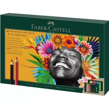 Aliejiniai pieštukai Faber-Castell Polychromos & Pitt Graphite Matt rinkinys 48 vnt. įvairiaspalviai