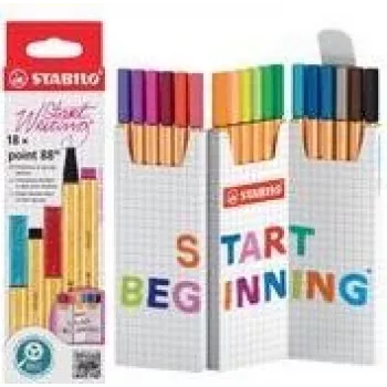 STABILO Fineliner point 88 18 spalvų plonas rašiklis 0,4 mm