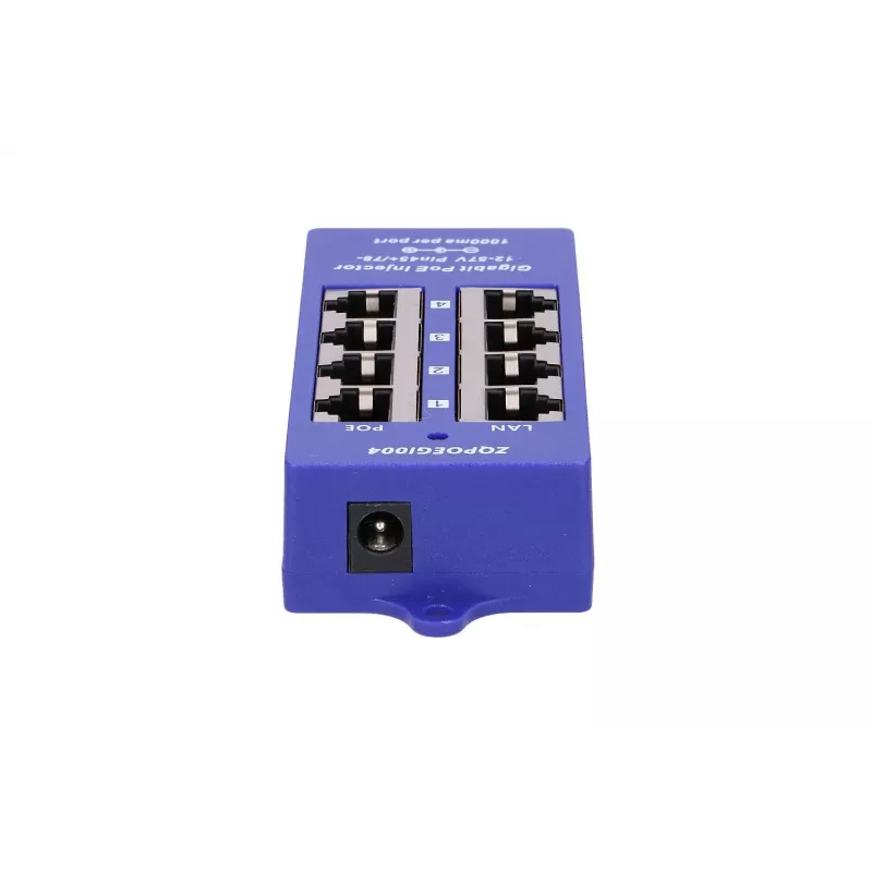 PoE įpurškiklis Extralink Gigabit 4 prievadai, 4x 1000Mb/s RJ45, 48V, mėlynas/juodas