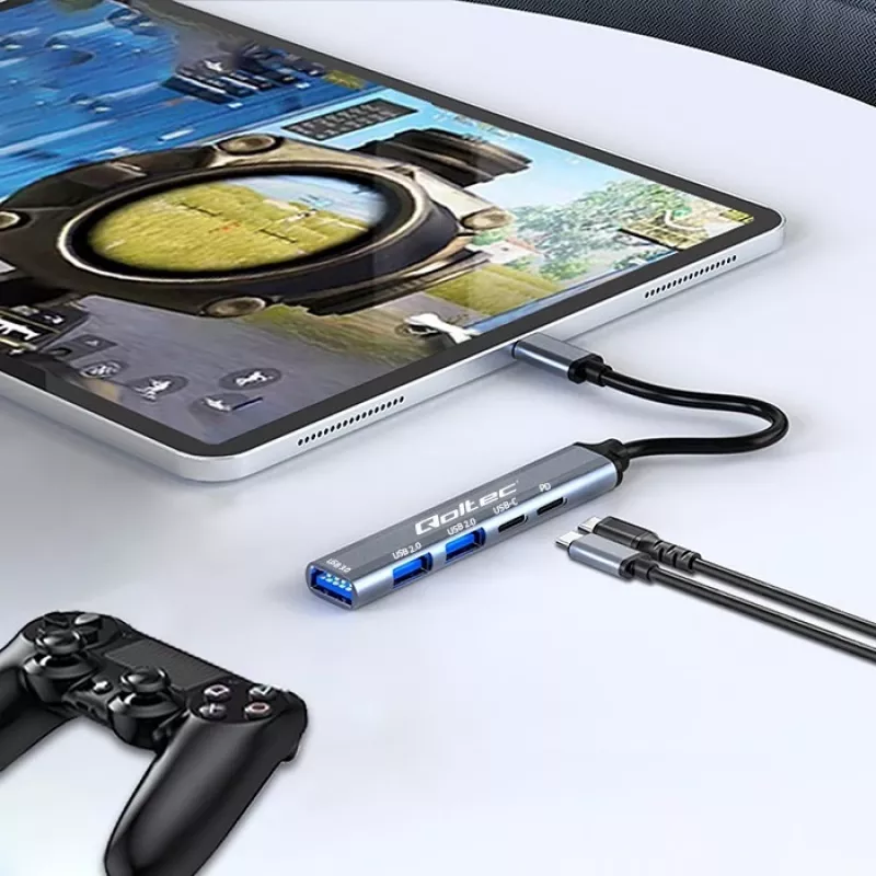 Qoltec 53790 USB-C 3.1 5in1 adapteris – USB-C PD, USB-C, 2x USB 2.0, USB 3.0
