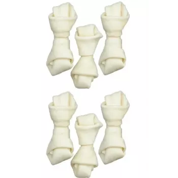 Dantų kramtukas ZOLUX mazgotas baltas kaulas 54 g – natūralus jautienos skonio dantų valiklis suaugusiems mažiems šunims 60 mm, pakuotė po 6 vnt.