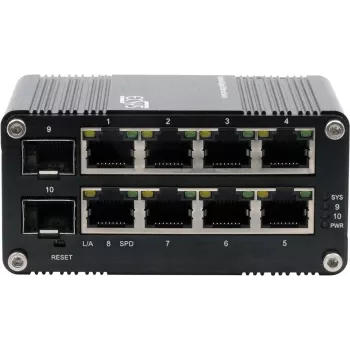 Valdomas Gigabit jungiklis Exsys EX-62035M-SFP — 8 Gigabit RJ45 + 2 SFP prievadai, žiniatinklio valdymas