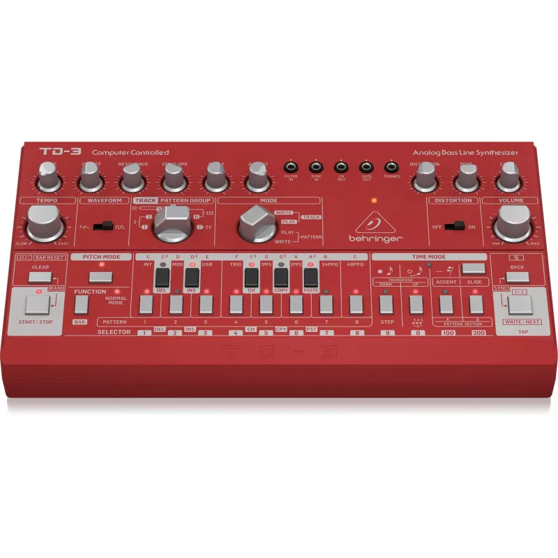 Analoginis sintezatorius Behringer TD-3-RD Raudonas 9V DC