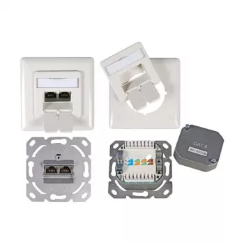 EFB-Elektronik Data Socket Cat.6 250MHz viršus/apačia, įleidžiamas, 2xRJ45, RAL9010