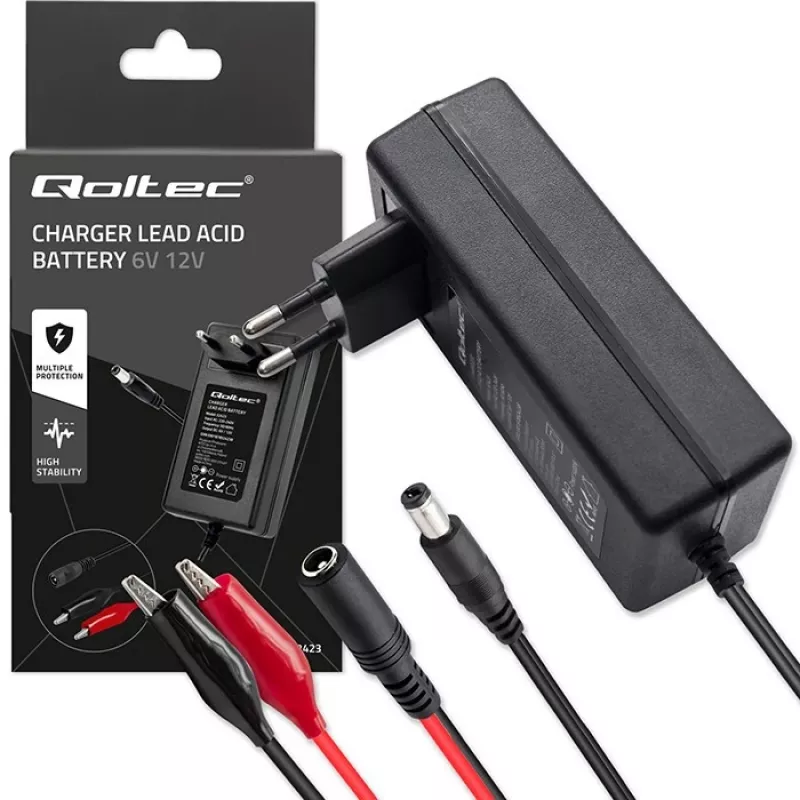 Automatinis baterijų įkroviklis QOLTEC 52423 AGM/GEL/ŠVINO 6V/12V 1,5A